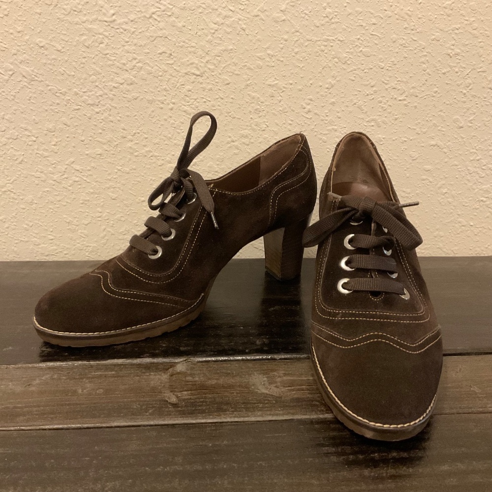 Melluso Booties, Walk Brown Suede Retro Oxford, Italian Made, Size 40 - Picture 3 of 12
